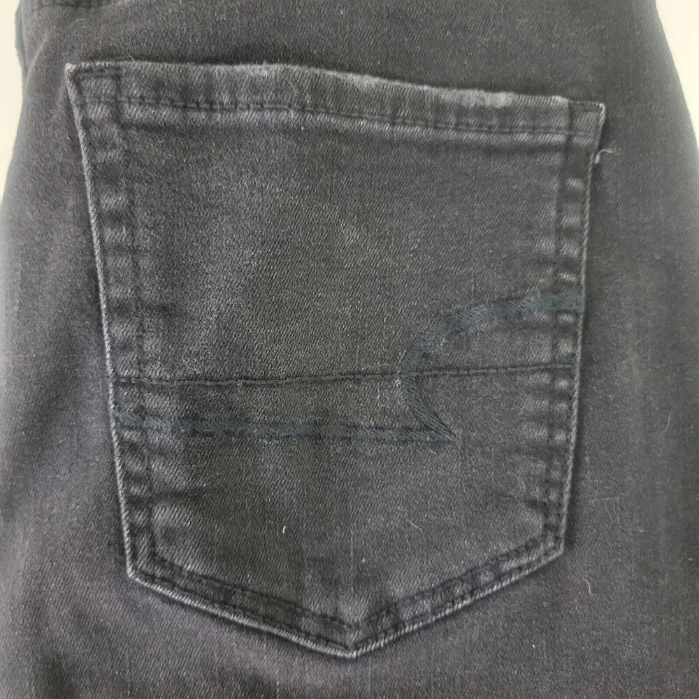 American Eagle Denim Mini Skirt Womens 00 Charcoal Destroyed‎ Raw Hem Distressed